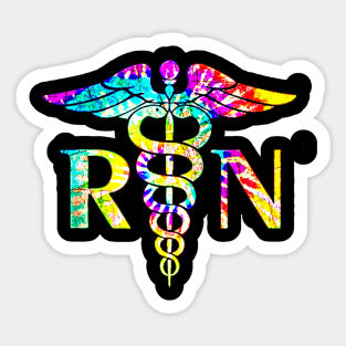 Lovely Rn Registered Nurse Tie Dye T-Shirt Sticker